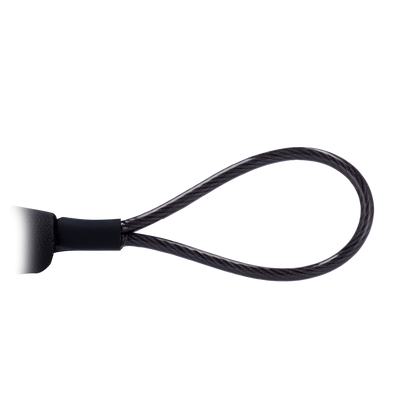 Cordón antihurto EAS - Apto para portátiles - Apertura con código de 4 dígitos - Dimensiones cerradura: 5 (An) x 7 (Al) mm - Longitud cordón: 200 mm - Fabricado en acero y aluminio