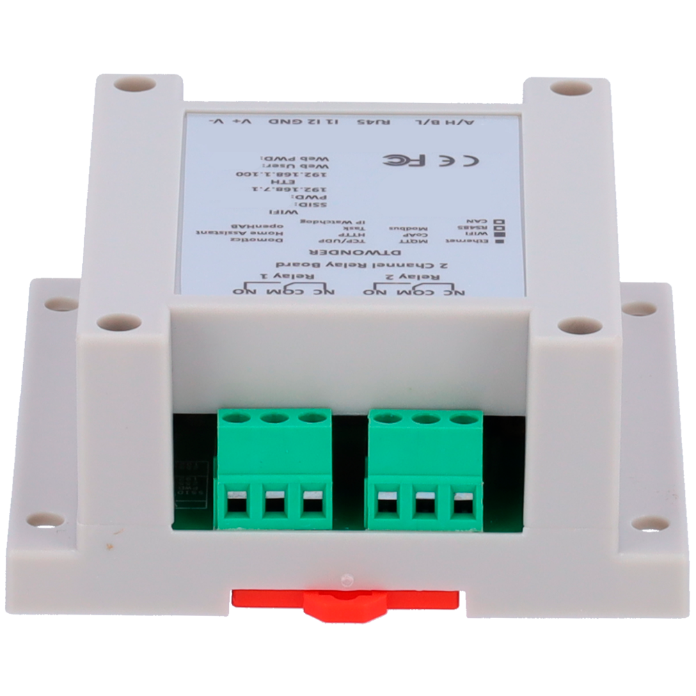 Modulo di acquisizione e controllo dati - 2 ingressi digitali / 2 uscite relè (NA/NC) - Protocolli: Modbus/TCP, TCP/IP, UDP, HTTP,... - Server web integrato - 1 porta Ethernet 10/100 Base-TX, 1 porta WiFi - Alimentatore non incluso (12VDC/1A)