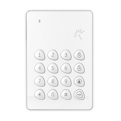 Teclado independiente - Inalámbrico - Antena interna - Permite armar/desarmar - Compatible con llavero de proximidad - Alimentación: 3 pilas AAA 1,5 V LR6