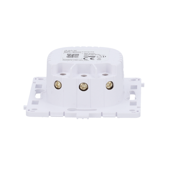 Ajax - LightSwitch LightCore (2 Gang) - Double relay for smart switch - Wireless 868 MHz Jeweler - Communication range up to 1100 m - Power supply 230 V AC 50 Hz - No neutral required