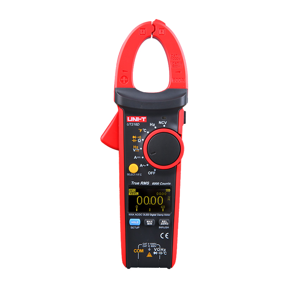 OLED current clamp - DC measurement up to 1000V and 600A - AC measurement up to 750V and 600A - Resistance/capacity/frequency/temperature - Auto Range | Diode test | True RMS | NVC - 30mm caliper opening