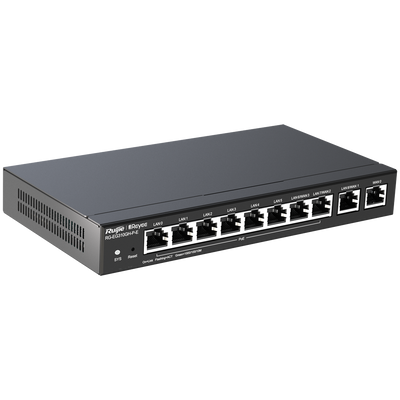 Reyee Router PoE Controller Cloud - 9 Porte GE LAN + 1 Porta GE WAN - 8 Porte PoE+ 802.3af/at / Fino a 110W in totale - Supporta fino a 4 WAN per il failover o il bilanciamento - Fino a 1500 Mbps di larghezza di banda - Server VPN IPSec, L2TP, PPTP, OpenV