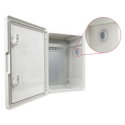 Polyester cabinet - External dimensions 40x30x17 cm - IP65 protection degree - Ventilation filter - Adjustable Din rail - Gray color