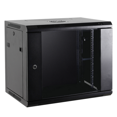 Wall-mounted rack cabinet - Up to 4U 19" rack - Up to 60 Kg load - With ventilation and cable management - Fan included - Power strip with 6 sockets included