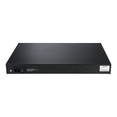 Switch PoE - 24 porte PoE + 2 Porte Combo Uplink/SFP - Velocità 10/100 Mbps - Potenza 30 W per porta - Potenza massima totale 250 W - Norma IEEE802.3at (PoE) / af (PoE+)