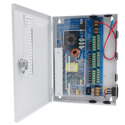Power distribution box - AC 180 V~246 V input - 18 Fuse outputs - Resettable protection fuse - Output voltage 12 V / 250 W - Metal body