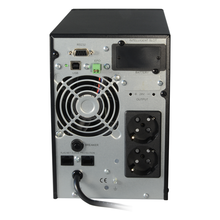 SAI online - Potenza 1000VA/900W - Entrata 200~240 Vac / Uscita 200~240 Vac - 2 uscite SAI/UPS protette - Tempo di ricarica 4~5 ore - 2 batterie al piombo-acido sigillate (incluse)