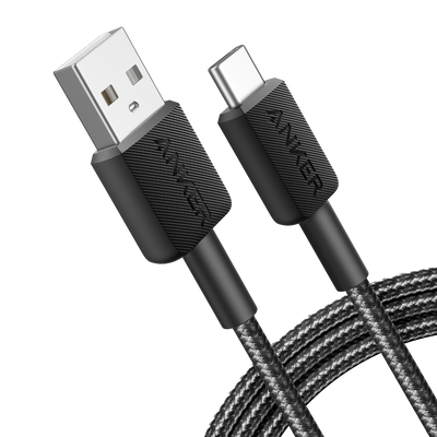 Anker - Cable USB2.0  - Carga rápida - USB-A a USB-C - Cubierta de nylon - Longitud 1.8m | Color negro