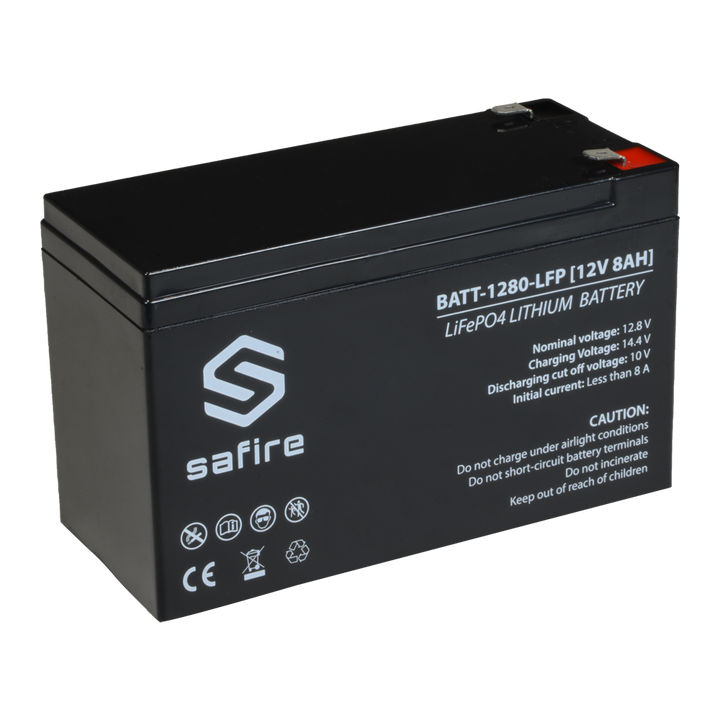 Batteria ricaricabile - Tecnologia Litio LiFePO4 - Voltaggio 12 V - Capacità 8.0 Ah - Lunga durata - Per backup o uso diretto