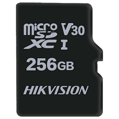 Hikvision memory card - TLC technology - 256 GB capacity - Class 10 U1 V30 - Up to 3000 write cycles - Suitable for video surveillance devices