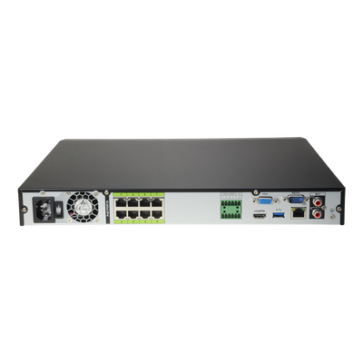 Videograbador NVR X-Security para cámaras IP - Resolución máxima de grabación 12 Megapíxeles (4K) - Compresión H.265+/H.265/H.264+/H.264/MJPEG - 8 CH IP y 8 puertos ePoE - Ancho de banda 320 Mbps - Permite 2 discos duros