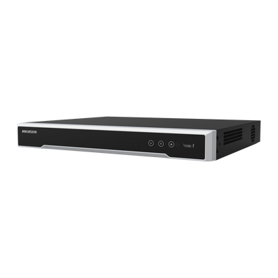 Hikvision - Gama PRO - Videograbador NVR PoE IP de 16 CH 150 W - Resolución máxima 8Mpx@1ch - Ancho de banda 160 Mbps | Soporta 2 discos duros - Detección de movimiento 2.0 4 canales