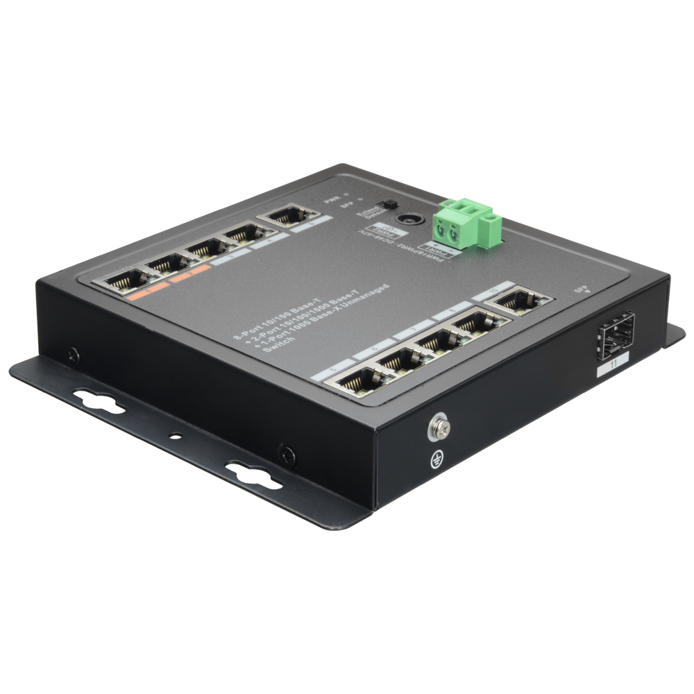 X-Security HiPoE Switch - 8 PoE Ports + 2 Uplink Port (RJ45) + 1 Uplink Port (SFP) - 8x 10/100Mbps + 2x 10/100/1000Mbps + 1 Giga SFP - Max Consumption 96W [%VAR%] - 2 HiPoE ports - Wall installation