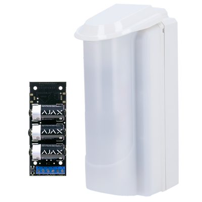 Rilevatore da esterno Duevi a basso consumo - Compatibile con Ajax Transmitter (incluso) - Doppio PIR e microonde (24 GHz) - Rilevamento 15 m / Antimasking / Pet immunity - Alimentazione fornita dal Transmitter - Uso esterno IP54 / Antivandalo IK10