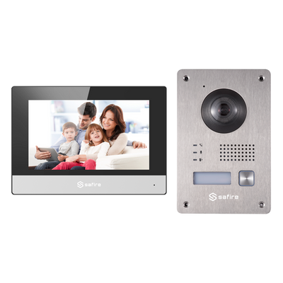 Kit videoportero - Tecnología 2 hilos - Incluye placa, monitor - Hub conversor integrado en el monitor - App celular con P2P - Montaje en superficie o empotrar
