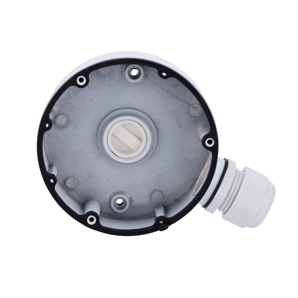 Junction box - For dome cameras - For outdoor use - Roof or wall installation - White color - Cable gland
