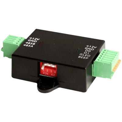 Convertidor Wiegand-RS485 - Uso específico con lectores - Apto para el controlador ZK-C2-260 - Hasta 4 conversores por controlador - Asignación de direcciones mediante switch - Fácil instalación