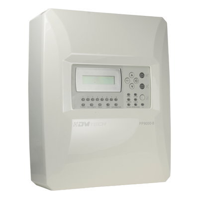 Centrale convenzionale di 8 zone con schermo LCD - 2 Uscita sirena - 2 uscite di allarme e guasto e 2 uscite relé configurabili - Uscita ripetitore - Fino a 30 rilevatori per zona - Rilevamento automatico della resistenza di fine linea