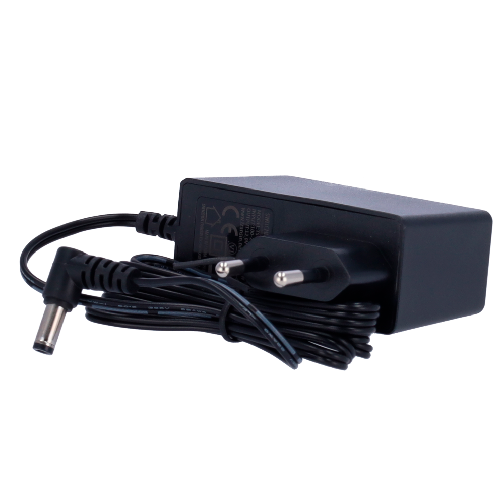 Power source - DC 12V 2A output - 1 L angled output - Standard jack - Stabilized - Cable length 1.5m