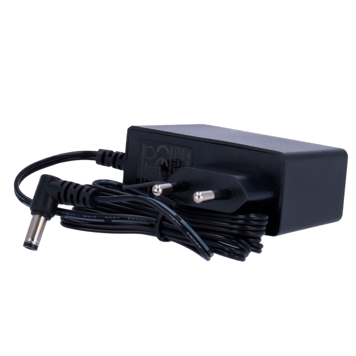 Fonte di alimentazione - Uscita DC 12 V 2 A - 1 Uscita ad angolo a L - Jack standard - Stabilizzato - Lunghezza del cavo 1.5m