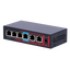 Safire Indoor POE extender Switch - Ampia portata dell' alimentazione POE - 4 porte PoE + 2 Uplink RJ45 - IEEE 802.3 af/at/bt - Potenza massima in uscita 60 W - Porte 10/100 Mbps