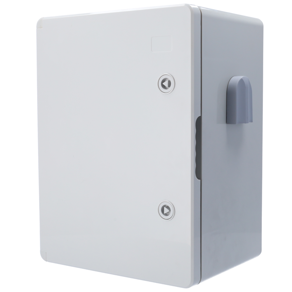 Polyester cabinet - External dimensions 40x30x22 cm - IP65 protection degree - Ventilation filter - Adjustable Din rail - Gray color