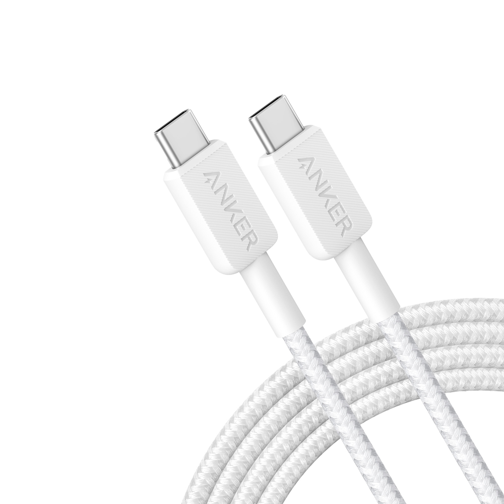Anker - Cable USB2.0  - Carga rápida - USB-C a USB-C - Cubierta de nylon - Longitud 1.8m | Color blanco