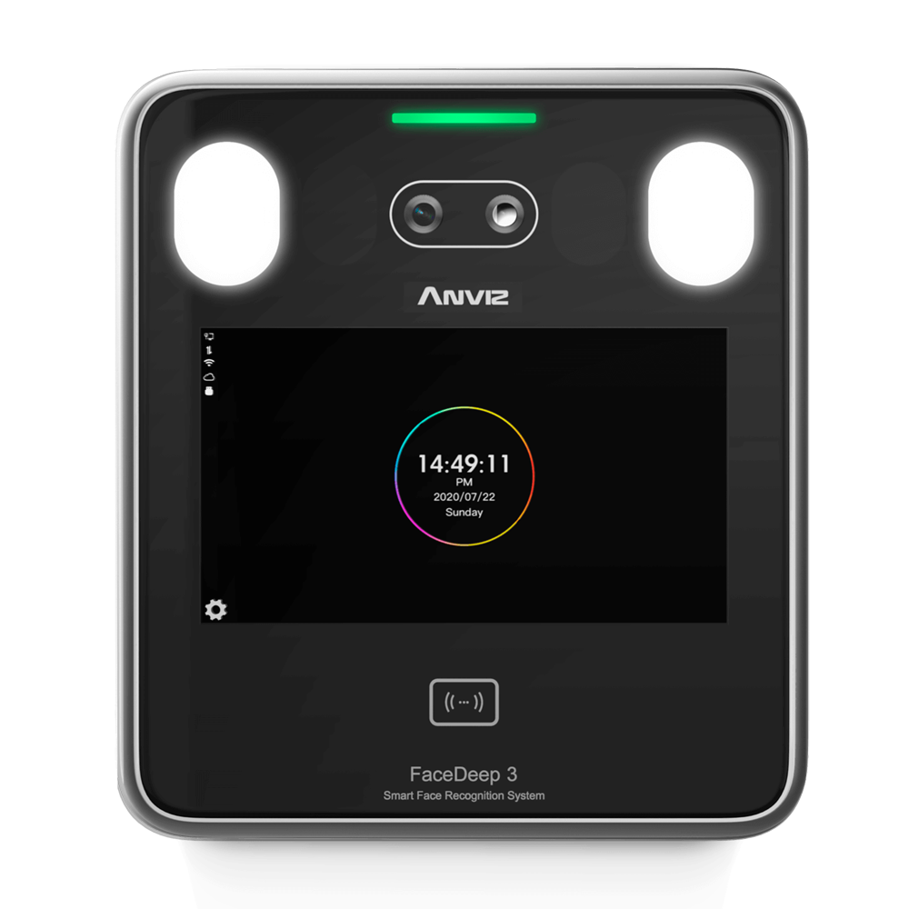 Control de acceso y presencia Anviz - Detección de mascarilla - Facial, tarjeta y PIN | WiFi y Bluetooth - 6.000 usuarios | 100.000 registros - 8 modos de presencia | Controladora integrada - Software CrossChex