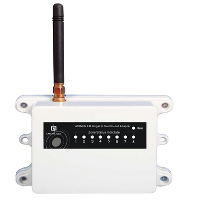 Infrared solar barrier receiver - 2 wireless inputs - 2 wired outputs - Up to 6 devices per input - Configuration Dip Switch