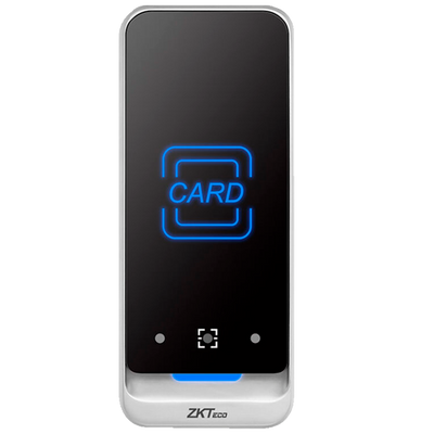 Lector de acceso - Acceso mediante código QR y tarjeta EM - Indicador LED y acústico - Wiegand 26/34 | RS485 - Compatible con controladores ZKTeco - Apto para exterior IP65
