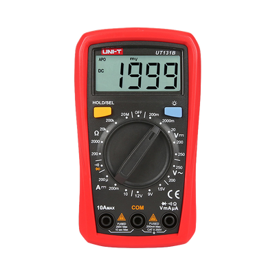 Multímetro digital LCD portátil - Medición de tensión CC y CA hasta 250V - Medición de corriente CC hasta 10A - Test de batería - Medición de resistencia - Zumbador para prueba de continuidad