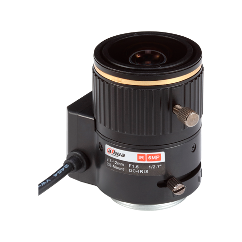 Lens with CS thread - 6.0 Mpx quality - AutoIris Direct Drive (DC) - Varifocal: 2.7 to 12 mm - 1/2.7" / F1.6 - IR Correction