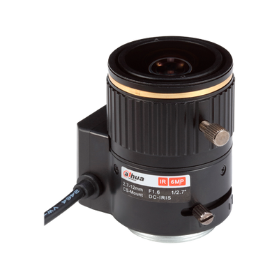 Lens with CS thread - 6.0 Mpx quality - AutoIris Direct Drive (DC) - Varifocal: 2.7 to 12 mm - 1/2.7" / F1.6 - IR Correction