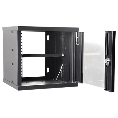 Armario rack de pared - Hasta 6U racks de 10" - Hasta 15 kg de carga - Con canales para cables - Bandeja incluida - Fondo 300 mm