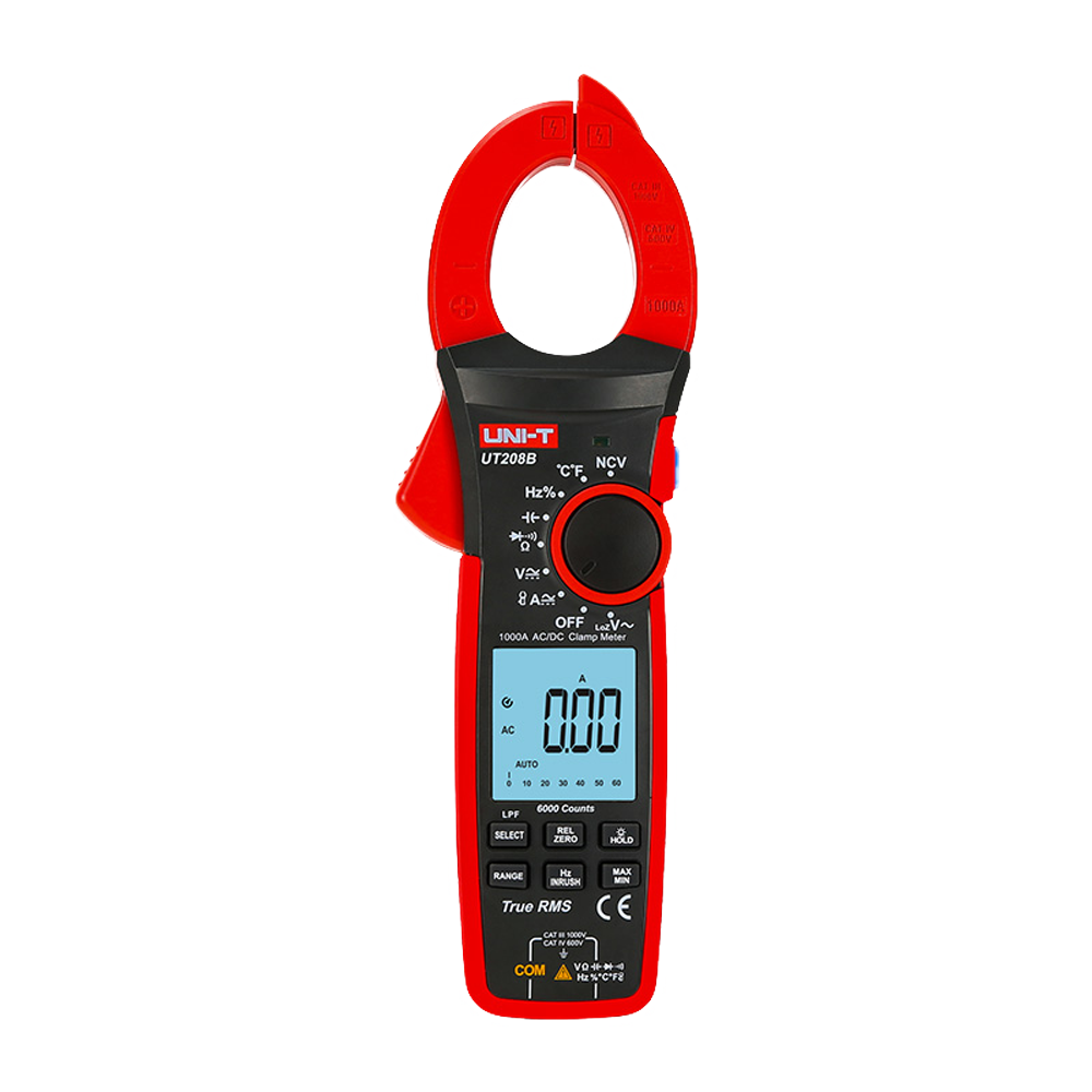 LCD current clamp - DC measurement up to 1000V and 1000A - AC measurement up to 1000V and 1000A - Resistance/capacity/frequency/temperature - Auto Range | Diode test| True RMS | NVC - 42mm caliper opening