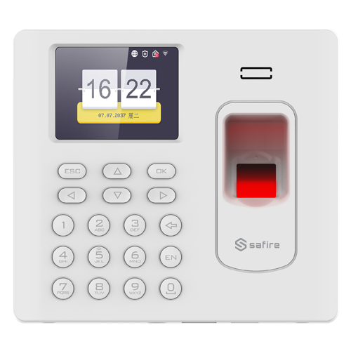 Control de Asistencia - Huellas, tarjeta EM y teclado - 3.000 grabaciones / 100.000 registros - TCP/IP, USB y WiFi - Modo Asistencia | Color blanco - Software AC Safire Control Center