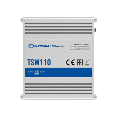 Teltonika Industrial Unmanaged Switch - 5 Gigabit RJ45 Ethernet Ports - Rugged Aluminum Housing - Plug and Play - DC 9 to 30V Power Supply - Status LED