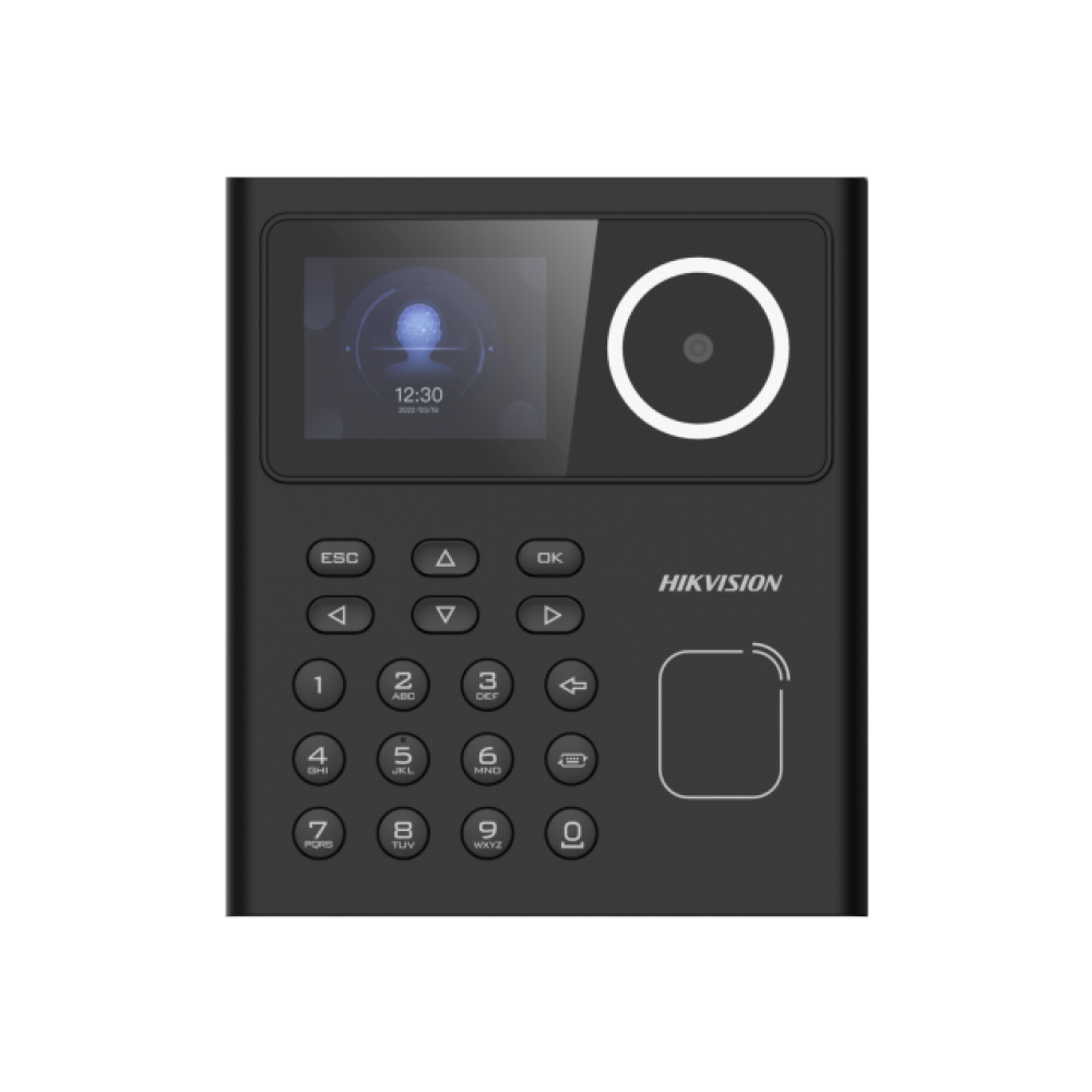 Control de acceso y presencia - Facial, tarjeta EM y PIN - 500 usuarios | 100.000 registros - TCP/IP y USB - Control integrado (sensor, botón y relé) - iVMS-4200 | Hik-Conectar
