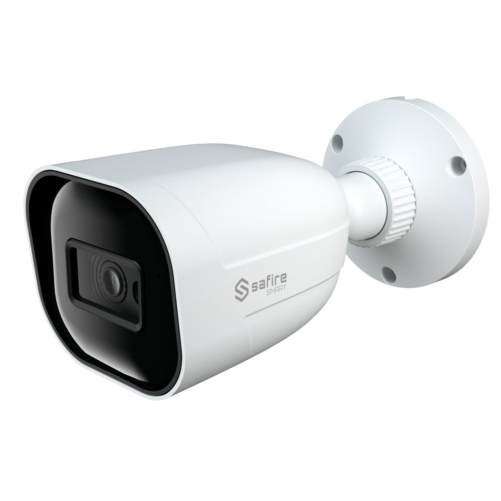 Safire Smart - Cámara Bullet 4 en 1 Alcance E1 - 2 Mpx (1920x1080), 1/2.8" CMOS Starlight - Lente 2.8 mm | Alcance IR 30 m - DWDR, HLC, BLC, AGC - Impermeable IP67