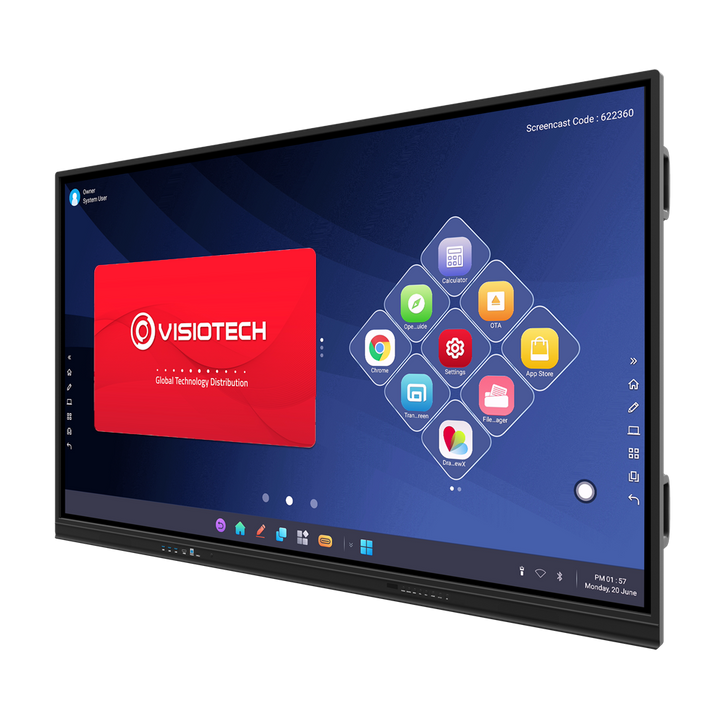 Pantalla interactiva IBOARD 75'' 4K - Pizarras laterales con digitalización de escritu - Resolución 3840x2160 - Entradas HDMI, VGA, DP, Type-C, LAN, USB, OPS - Ángulo de visión 178º - Altavoces integrados