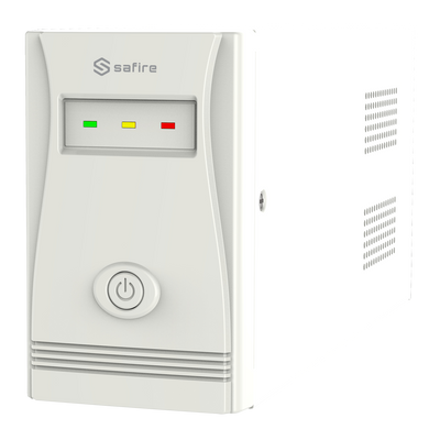 Line-interactive single-phase UPS - Power 600VA/360W - Input 220~230 Vac / Output 220~230 Vac - Recharge time 6~8 hours - Input frequency range 50/60 Hz - Battery 12V/7Ah