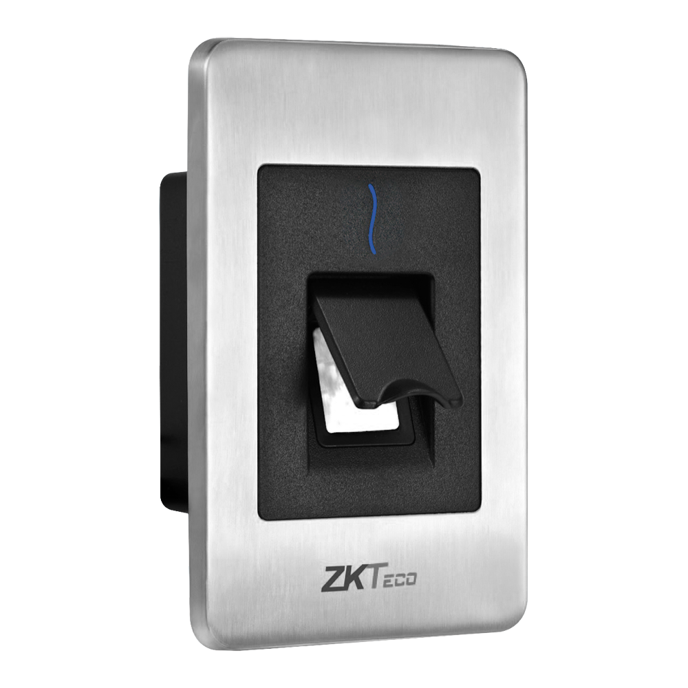 Lector de acceso - Acceso mediante huella Silk ID y tarjeta MF - Indicador LED y acústico - RS485 - Compatible con ZK-INBIO - Instalación de empotrar | Adecuado para uso externo
