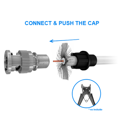 Conector BNC Macho - Sencillo - Rápido - Reutilizable - Reciclable - Compatibilidad universal con Microcoaxial y RG59
