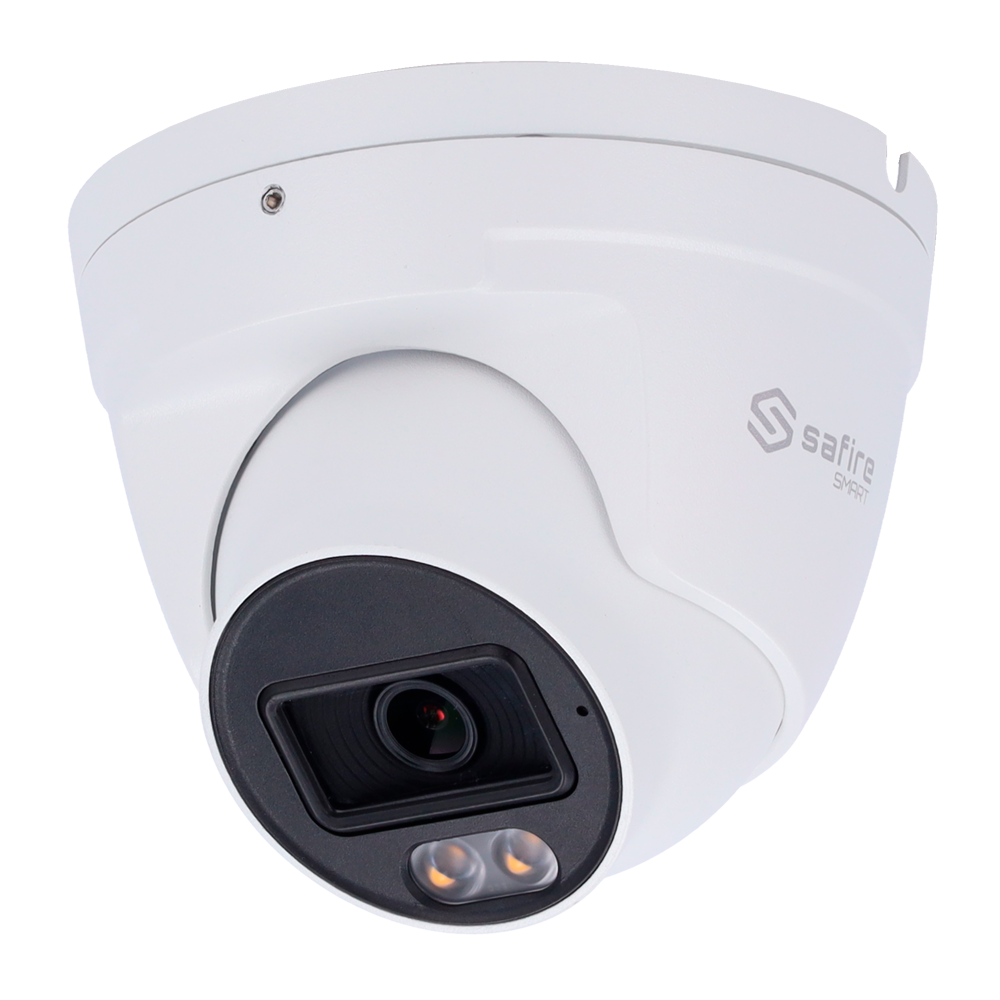 Safire Smart - Turret IP camera E1 Night Color range - 4 Megapixel resolution (2566x1440) - 2.8 mm lens | Built-in microphone | LED 30m - IA: Classification of people and vehicles - Waterproof IP67 | PoE (IEEE802.3af)