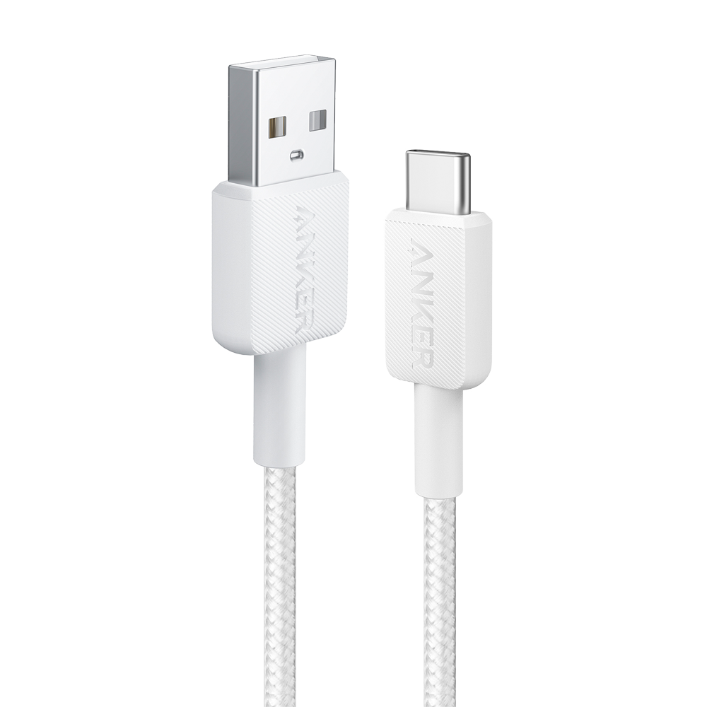 Anker - Cable USB2.0  - Carga rápida - USB-A a USB-C - Cubierta de nylon - Longitud 0.9m | Color blanco