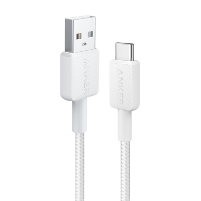 Anker - Cable USB2.0  - Carga rápida - USB-A a USB-C - Cubierta de nylon - Longitud 0.9m | Color blanco