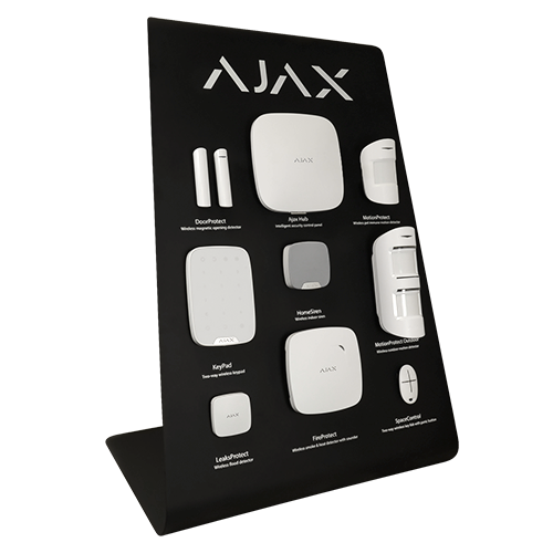 Table demonstration display - Ajax professional alarm kit - Ethernet and GPRS communication - 868 MHz Jeweler wireless - Up to 100 wired devices - Mobile App and PC Software