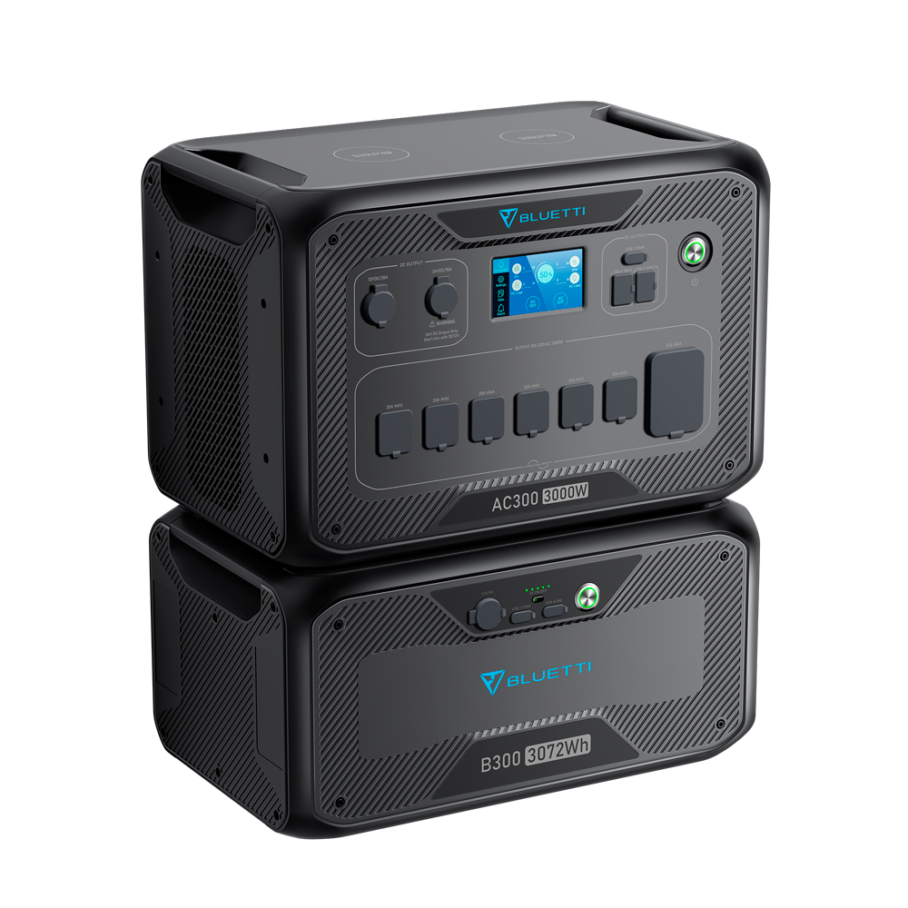 Kit batteria domestica - Grande capacità 3072 ~6144Wh - Potenza 3000W - Uscite multiple/Moduli di ricarica multipli - Controllo tramite APP (Wifi e Bluetooth) -