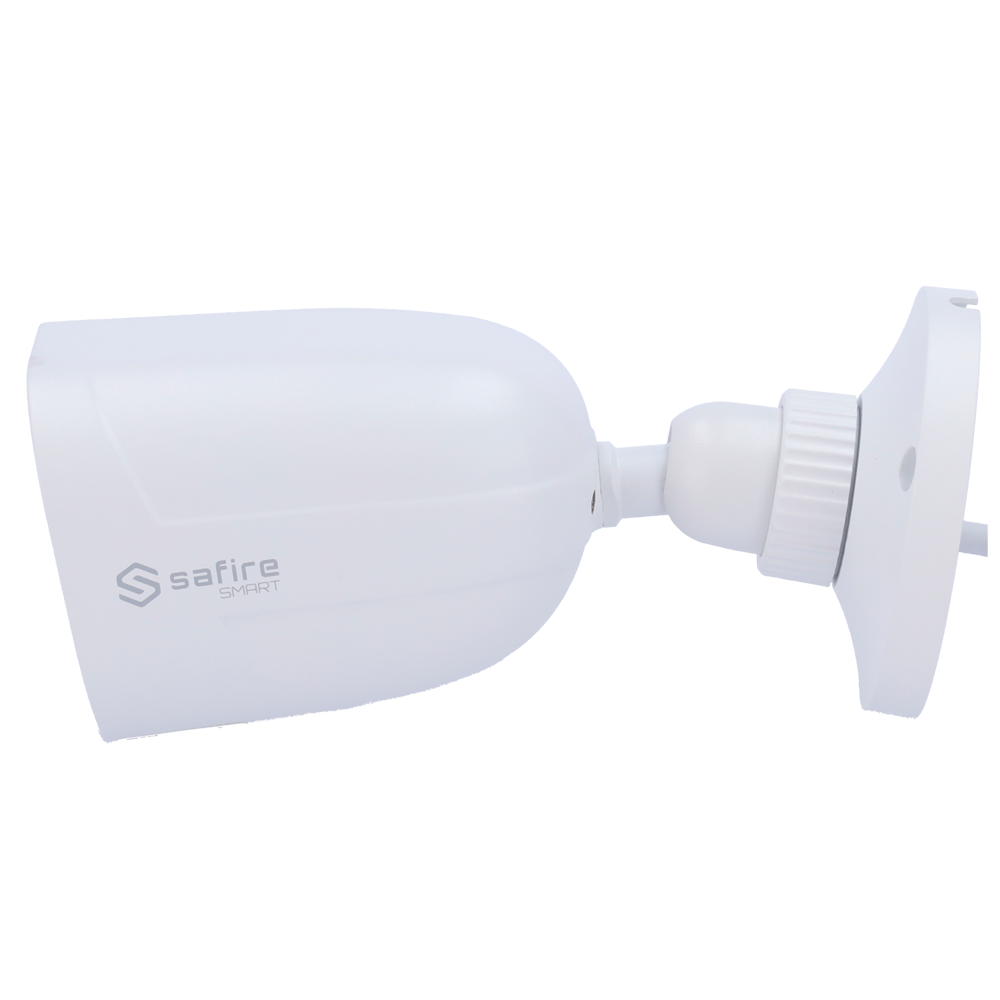 Safire Smart - Cámara Bullet IP con Inteligencia Artificial gama E1 - Resolución 4 Megapíxeles (2566x1440) - Lente de 2,8 mm | Entrada de audio | IR 30m - IA: Clasificación de personas y vehículos - Resistente al agua IP67 | PoE (IEEE802.3af)