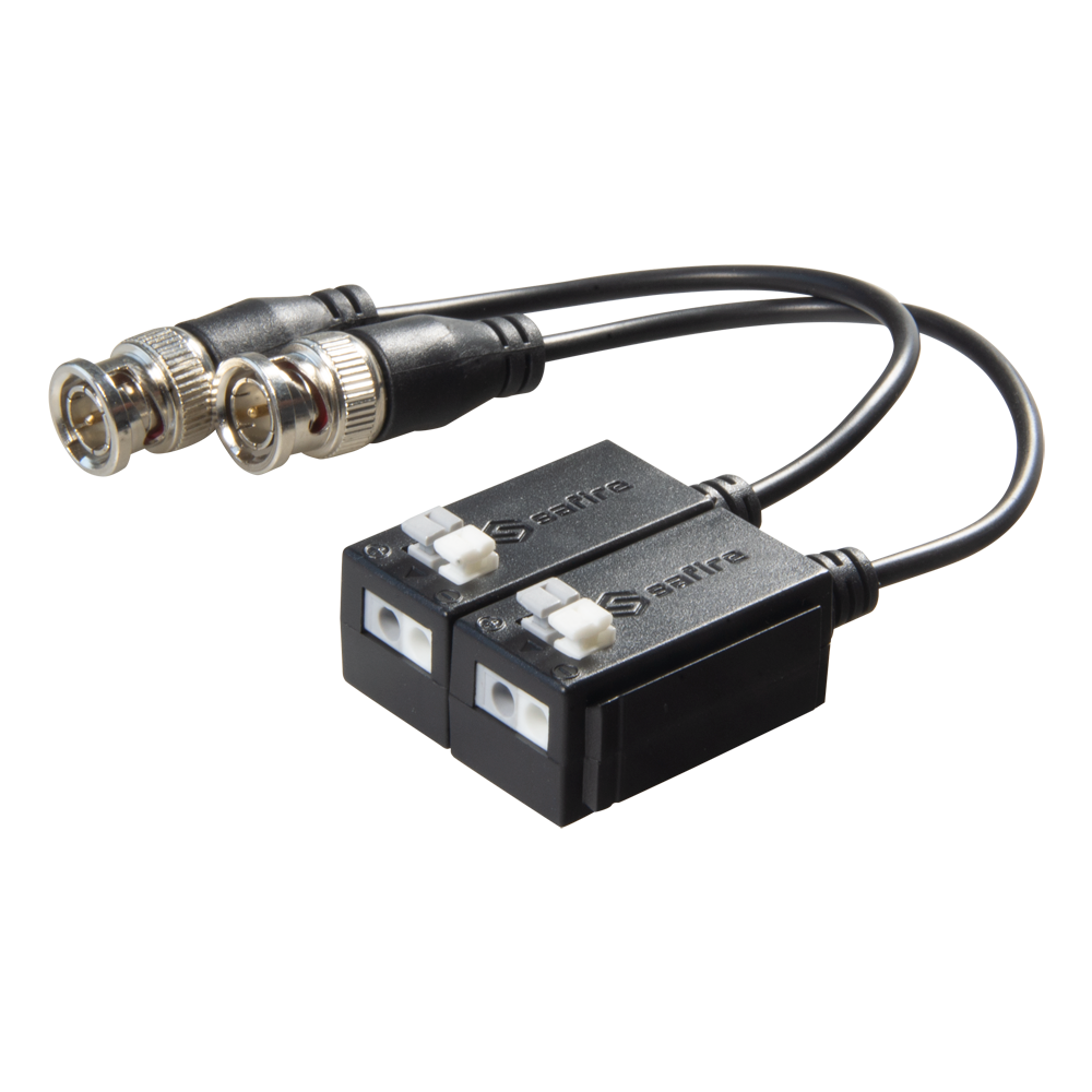Trasmettitore passivo per doppino intrecciato SAFIRE - Ottimizzato per HDTVI, HDCVI e AHD - 1 canale video - Passivo, connettore da 2 pin - Distanza: 150 ~ 400 m - 2 unità